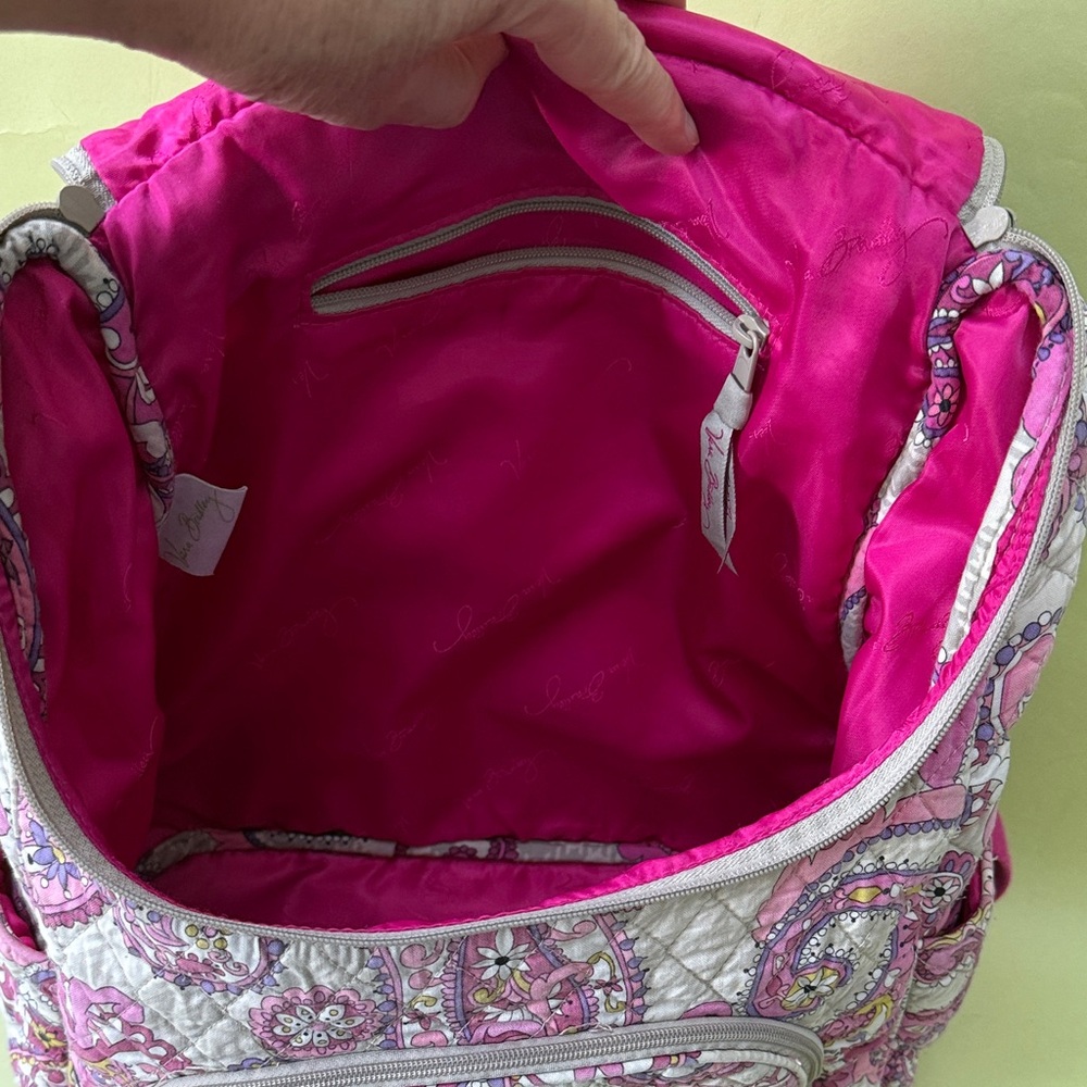Vera Bradley Pink and Purple Paisley Large Backpack - Picture 13 of 15